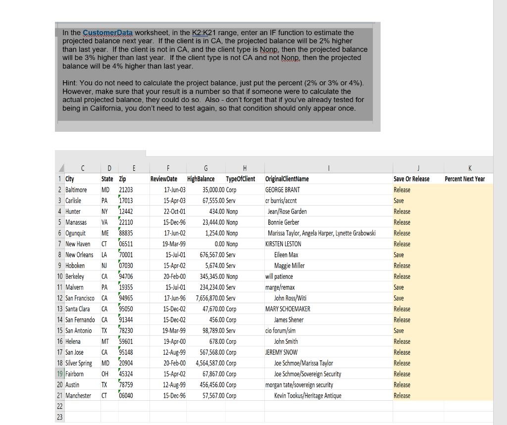 What nested IF function should I put in K2 please? In the