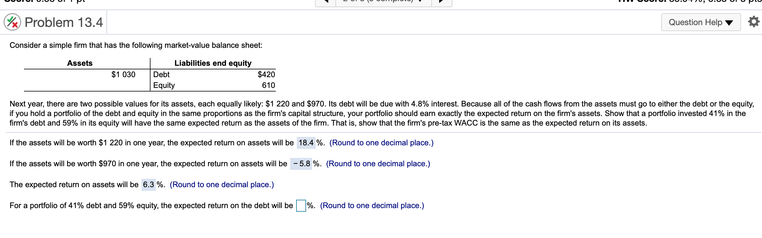 7x Problem 13.4 Question Help Consider a simple firm that has