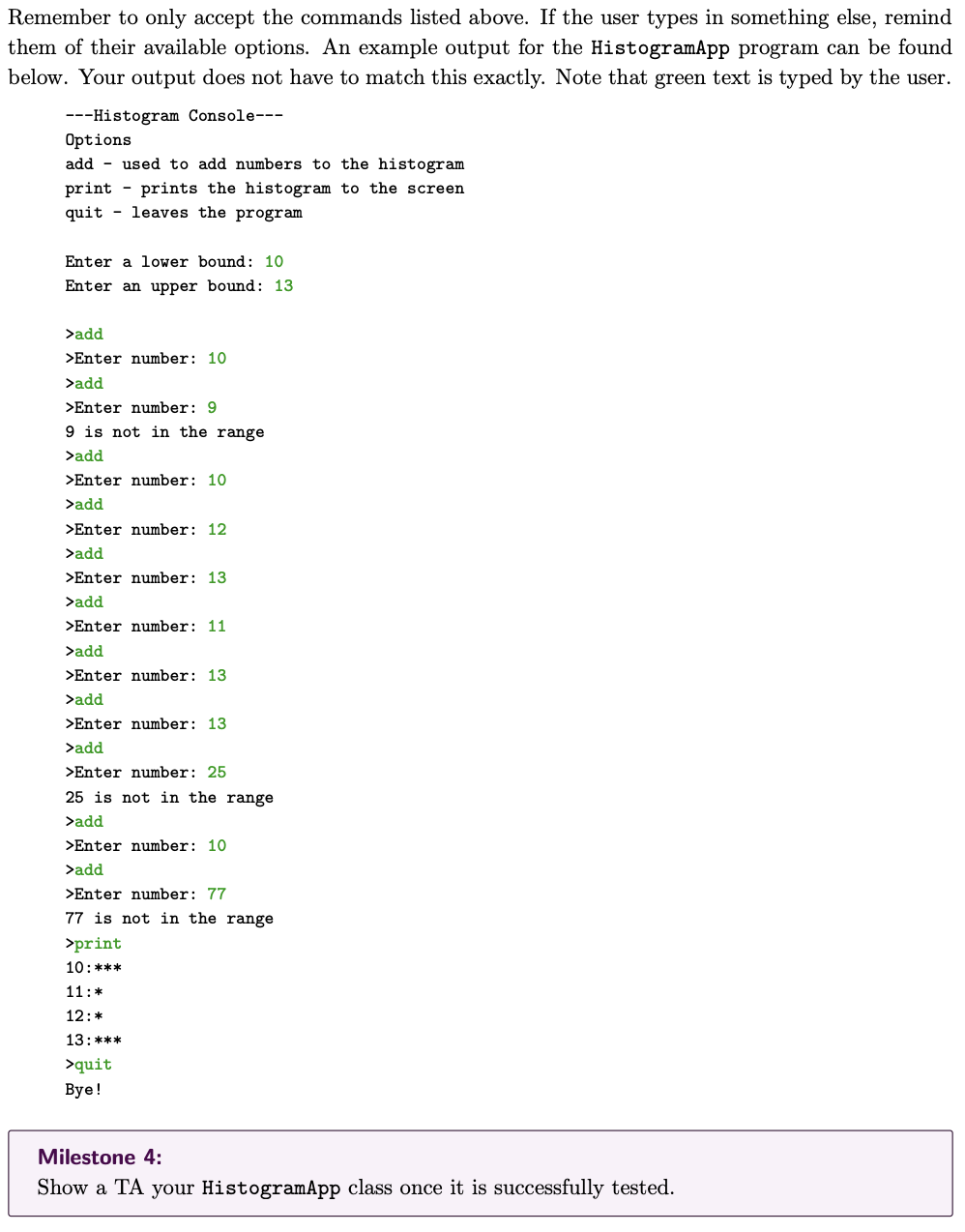 to collect input from the iser and run a more thorough test