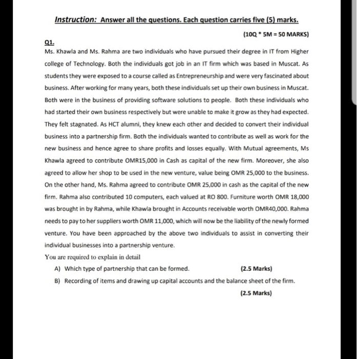  Instruction: Answer all the questions. Each question carries five (5) marks.