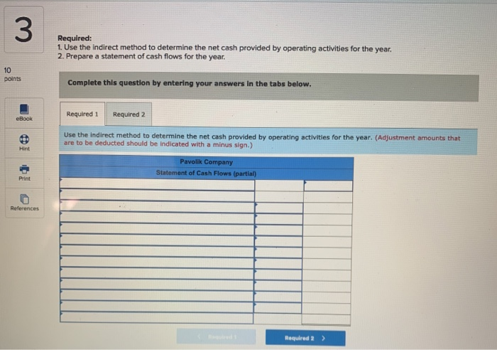 provided by operating activities for the year. 2. Prepare a statement of