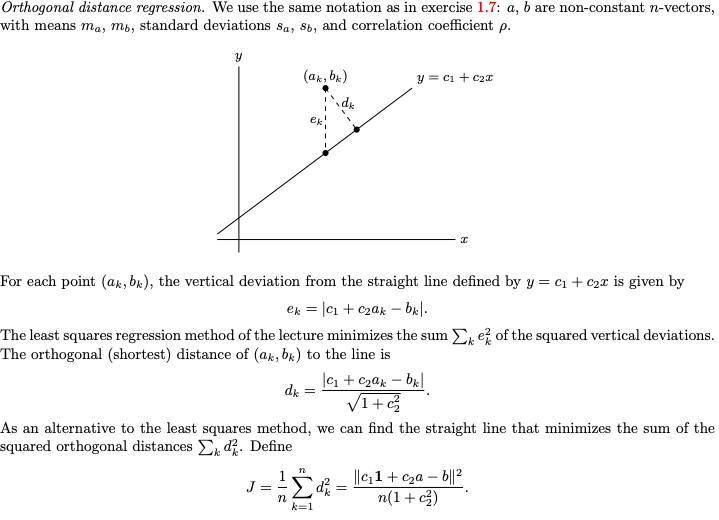 Help with a and b! Please explain steps. Orthogonal distance regression. We