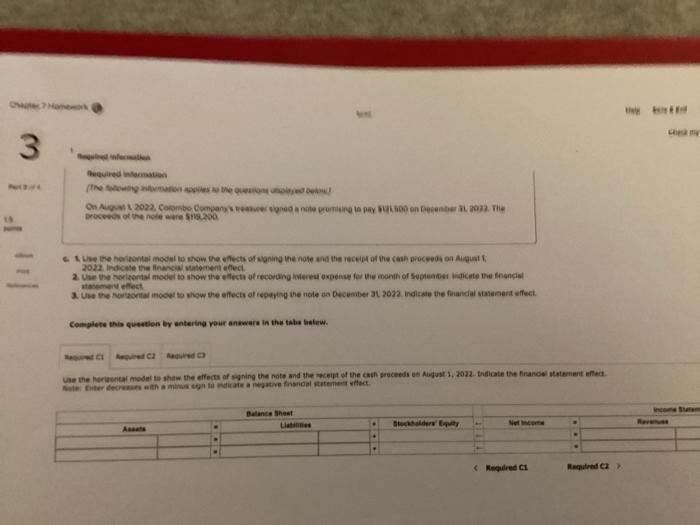  Chapter 7 Homework 3 Required information. Required Information [The following information