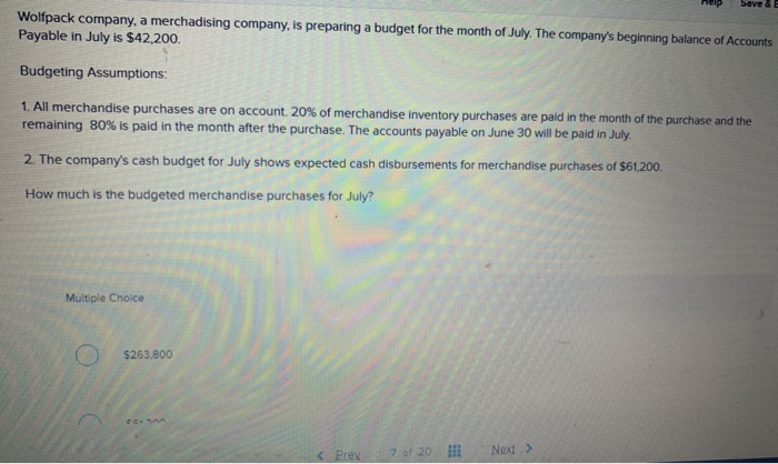  Help Save & E Wolfpack company, a merchadising company, is preparing