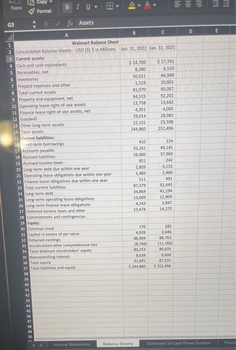 Please construct a statement of cash flows using the balance sheet and