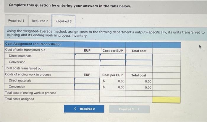 process costing. At the beginning of the month, the forming department has