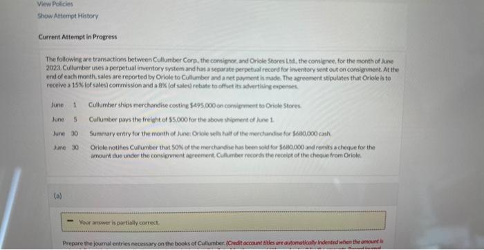  Current Attempt in Progress The following are transactions between Cullumber Corp.