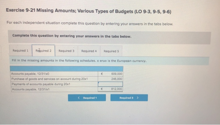 9-6) For each independent situation complete this question by entering your answers