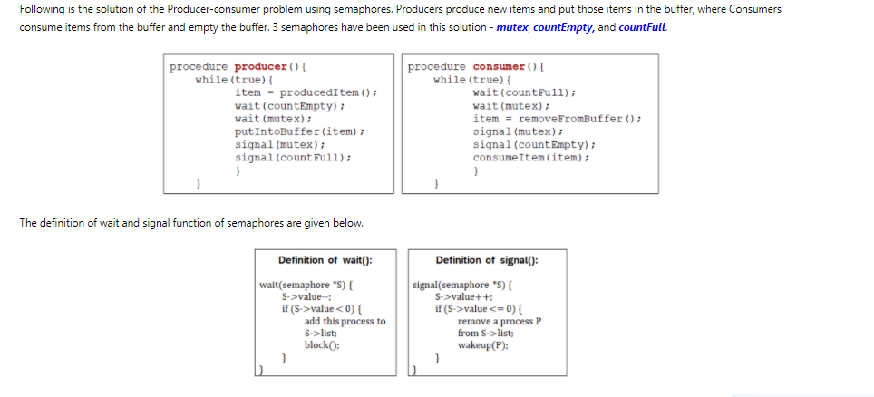 OPERATING SYSTEM [NEED STEP BYSTEP SOLUTION WITH ANSWERS] SEMAPHORE Following is the