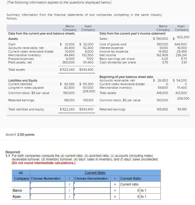  IThe following Information applies to the questions displayed below Summary information