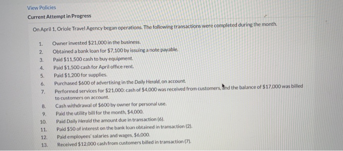  View Policies Current Attempt in Progress On April 1. Oriole Travel