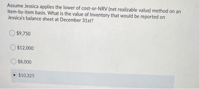 December 31: Item A Item B Estimated Selling Expense $2,500 $2,000 Cost