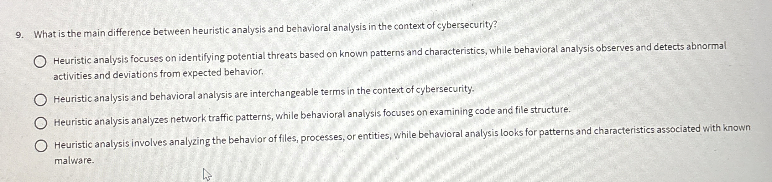  What is the main difference between heuristic analysis and behavioral analysis