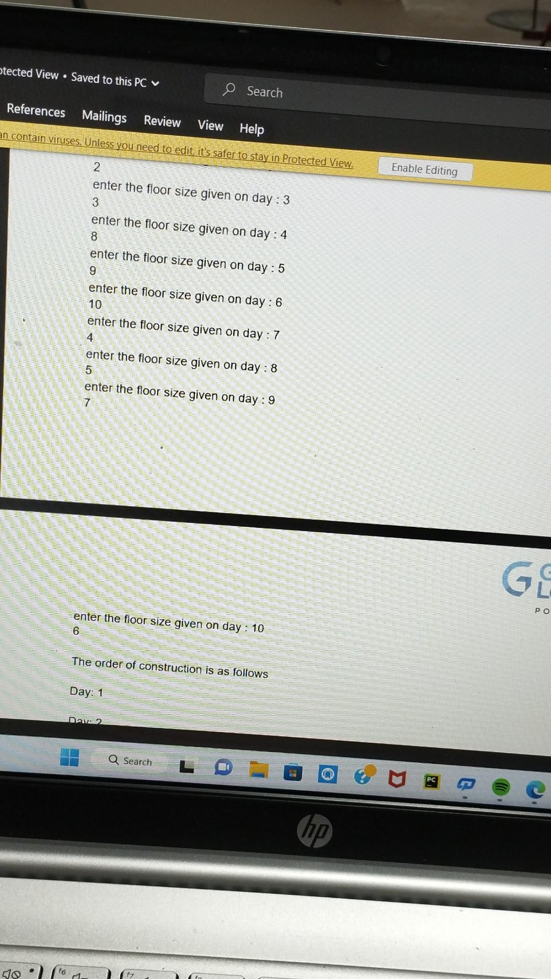 the sizes will be distinct. The skyscraper needs to be constructed in