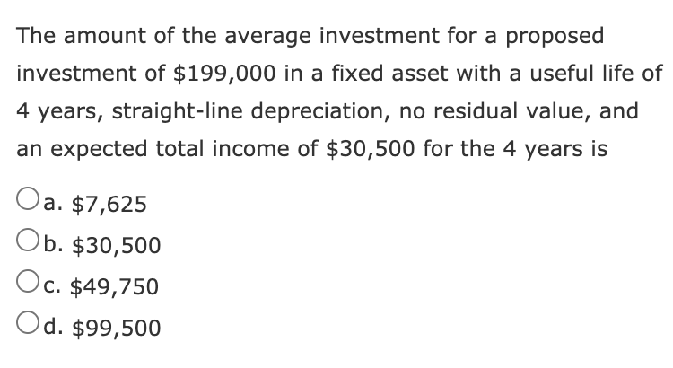 investment of $646,400 in a fixed asset with a useful life of