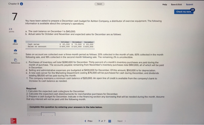  Chapter 8 Help Save& Exit Submit Check my work You have