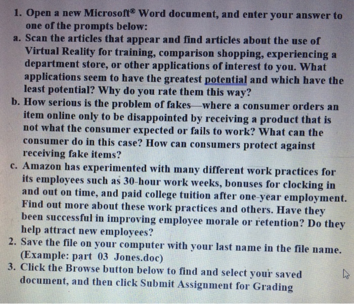  Open a new Microsoft Word document, and enter your answer t