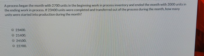 work in process inventory and ended the month with 1900 units in