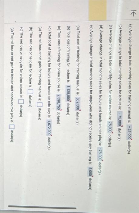 that I do not have the answers to Sales Training Effectiveness A