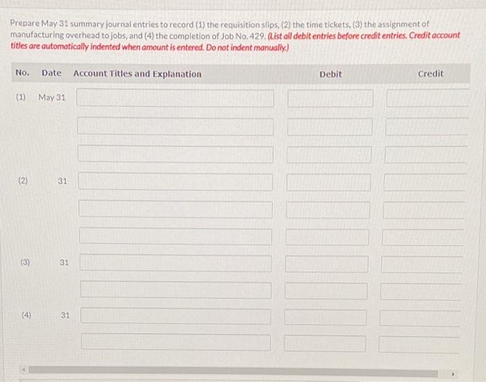 Company uses a job order cost system. On May 1, the company