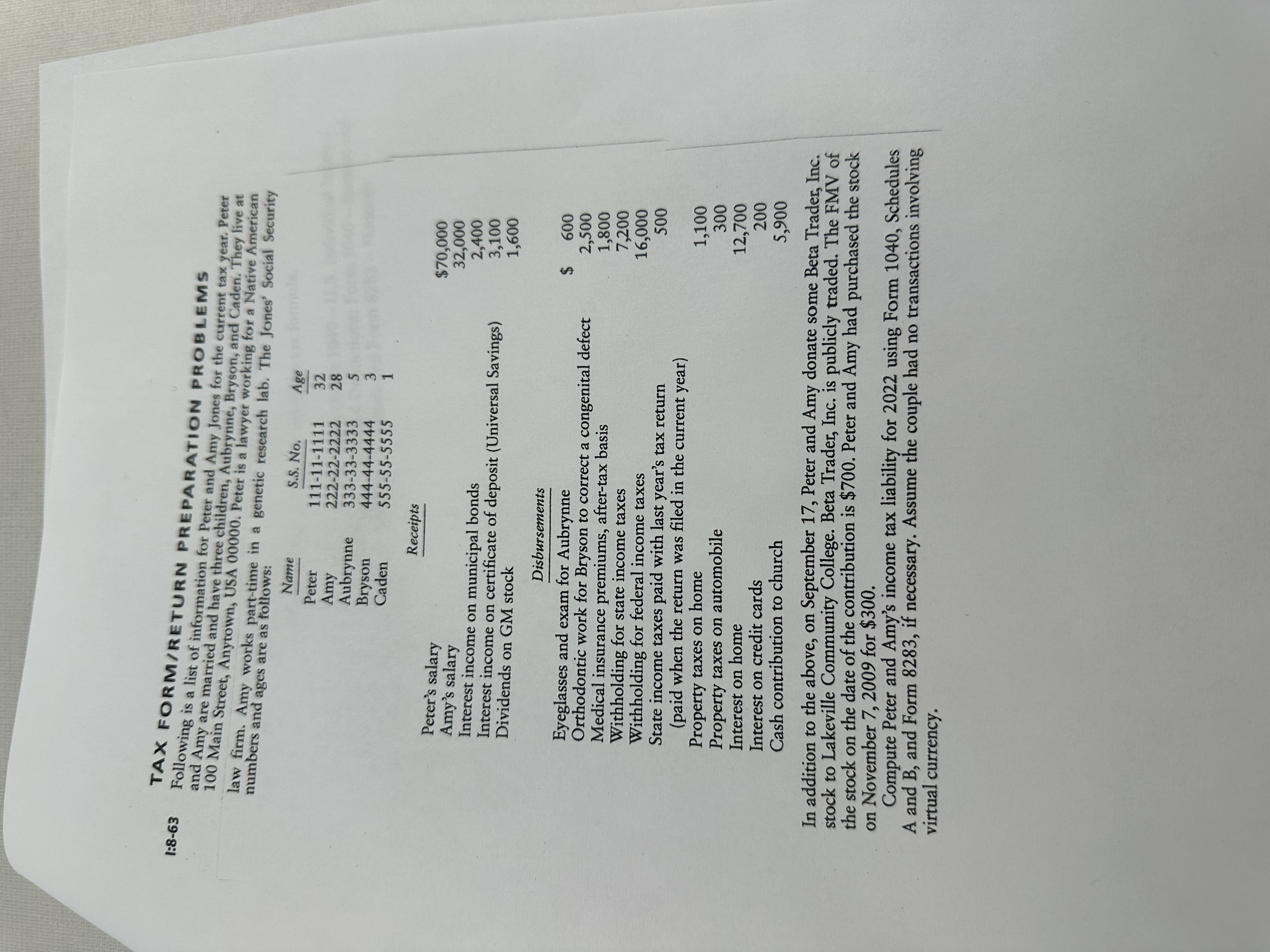  1:8-63 Following is a I IRETURN PREPARATION PROBLEMS and Amy are