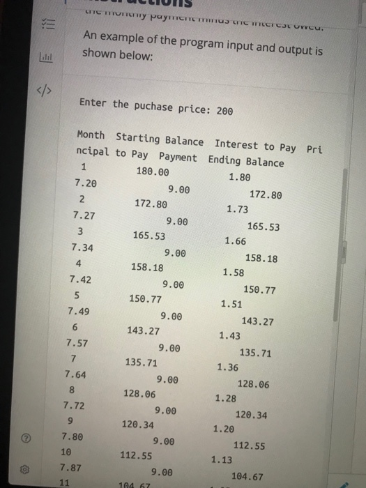 payment and an annual interest rate of 12%. Monthly payments are 5%