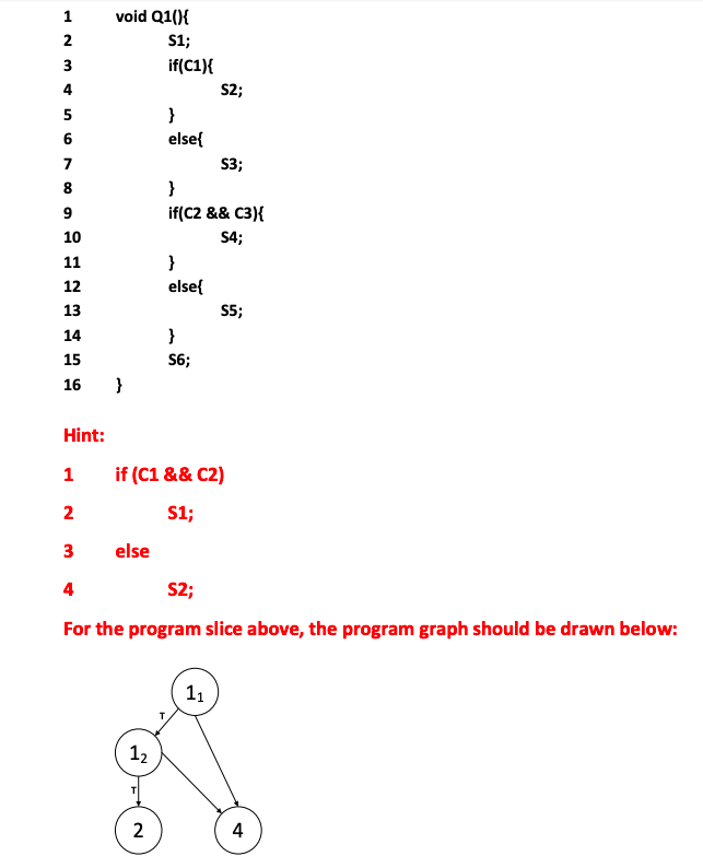 1. Draw the program graph. You must use line numbers to label