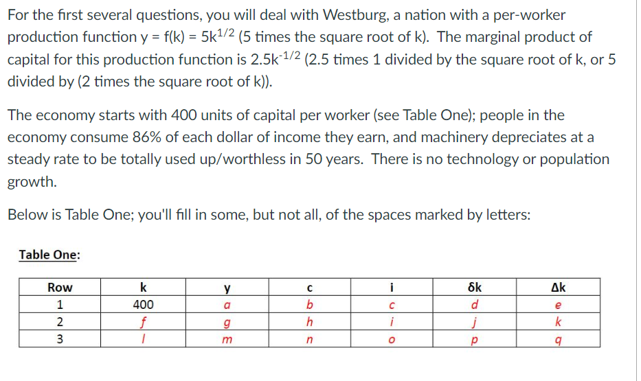  a) Consider the information given about Westburg in Table One. Tell