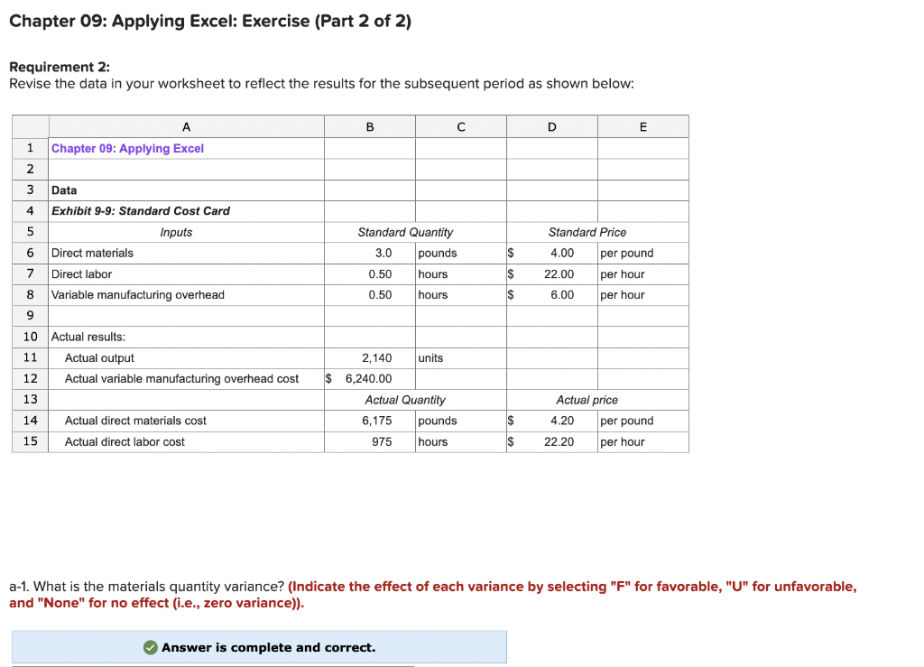 Chapter 09: Applying Excel: Exercise (Part 2 of 2) Requirement 2: