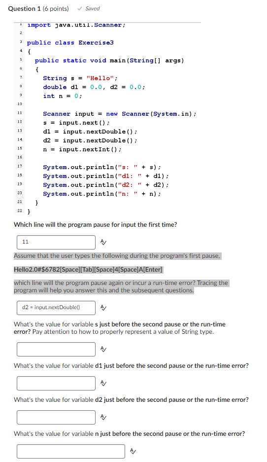 program as that in the previous question), which line will the program