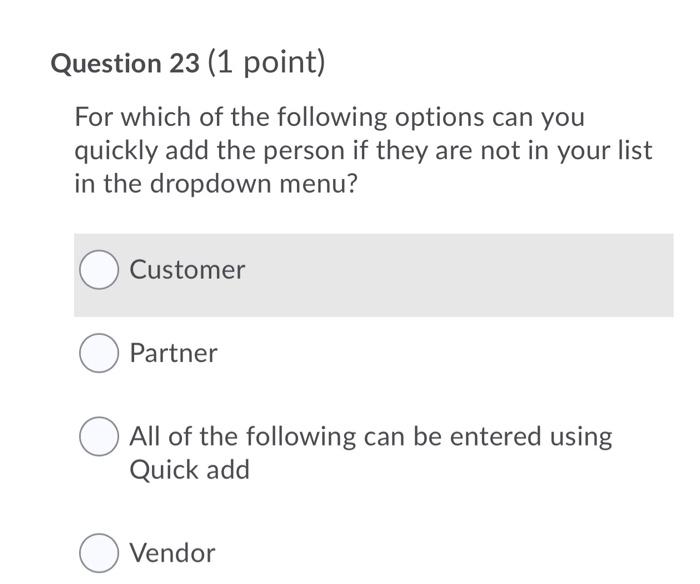 goods or services for your business Question 21 (1 point) Which of