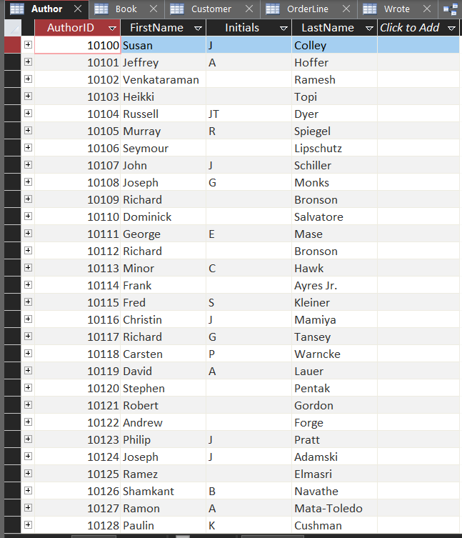 the requests below. You may use Query by Example (QBE) or direct