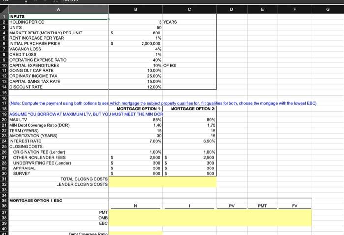  G B D 1 INPUTS 2 HOLDING PERIOD 3 YEARS 3