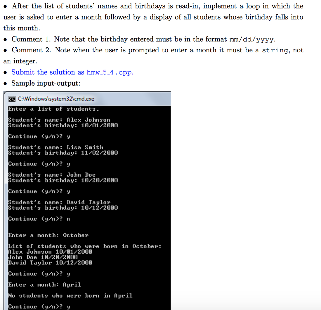 in advance. Exercise P6.15. Design a class Student, or use one from