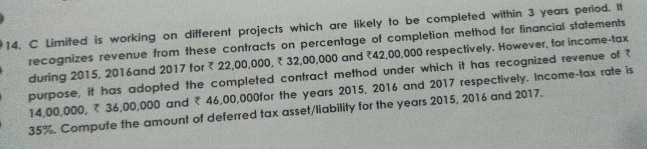 14. C Limited is working on different projects which are likely