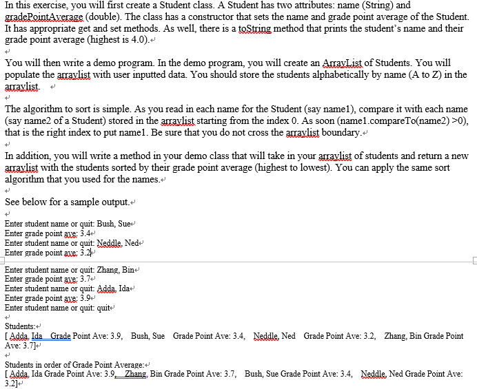  write two program one is student class one is demo class