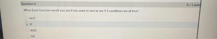  What Excel function would you use if you want to test