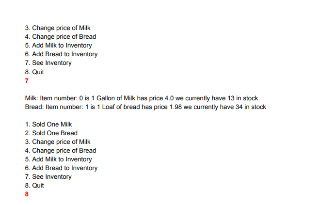 public class StockItem { static int id; String description; double price; int