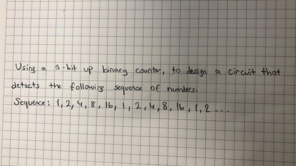  Please draw the circuit too. Using a 3-bit up binary counter,