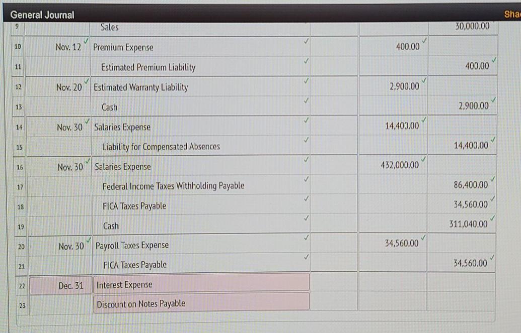 DEBIT CREDIT 1 Nov. 1 Cash 38,800.00 2 Discount on Notes Payable