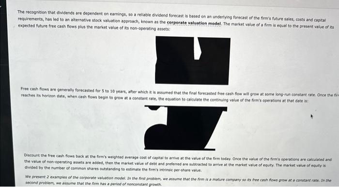  The recognition that dividends are dependent on eamings, so a reliable