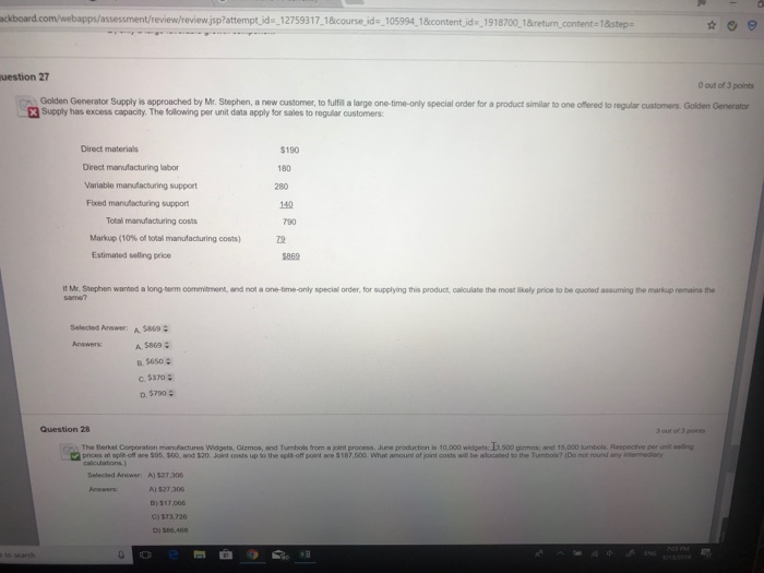 X assessmentireview/reviewjsp?attempt id?27593 17,1 &course id--105994-1&content,id. 1 918700, 1&return com D.$28.62 board