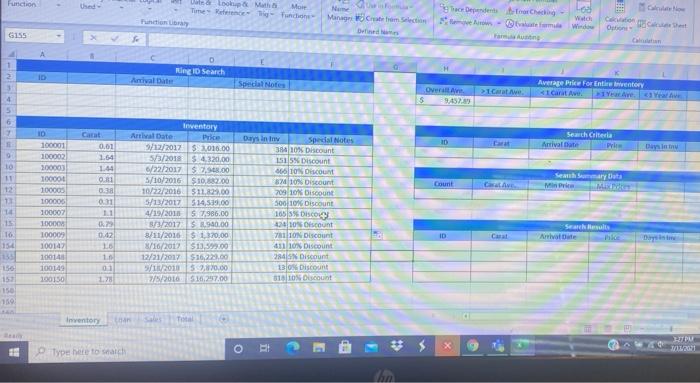 all rings in inventory greater than or equal to 1 carat, master