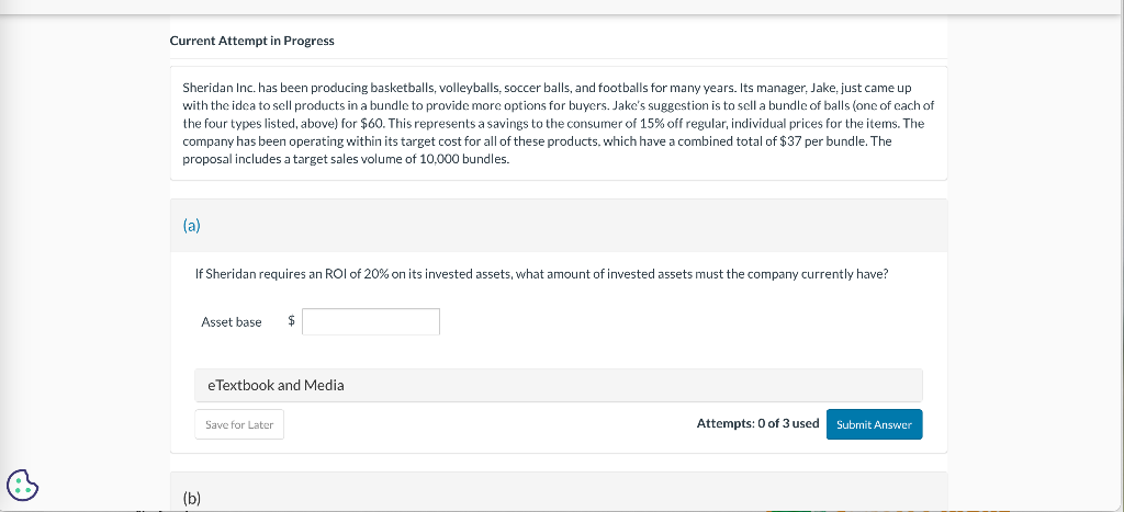  CAN I GET SOME HELP ON THIS PROBLEM, PLEASE? Sheridan Inc.