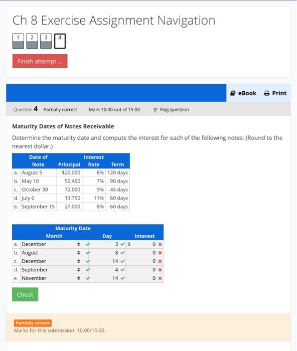  Ch 8 Exercise Assignment Navigation 1 2 3 Finish attempt... eBook