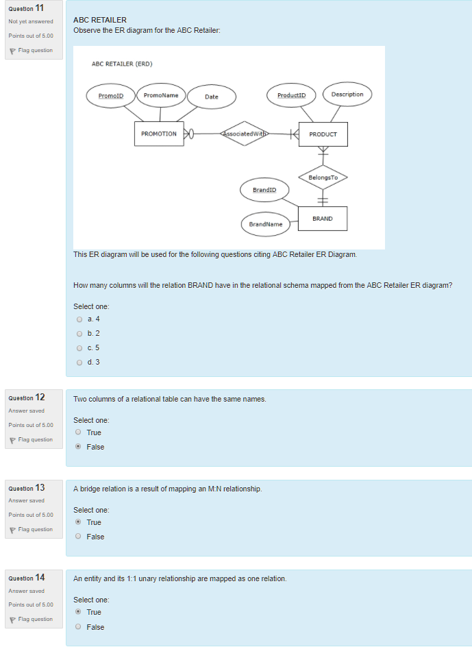 This is for a relational database class, I have some answered but