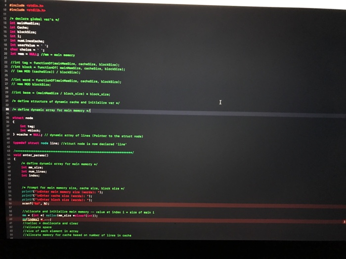 the cache (in words) The block size (words/block) A signal to read
