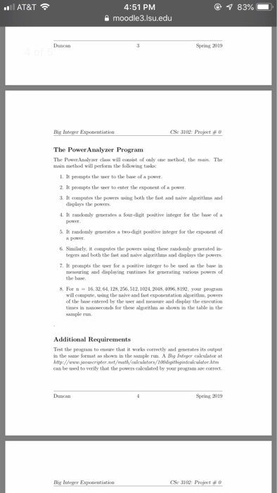 of algorithm Duncan Spring 2019 Big Inteer Exponentistion r 32 Project The