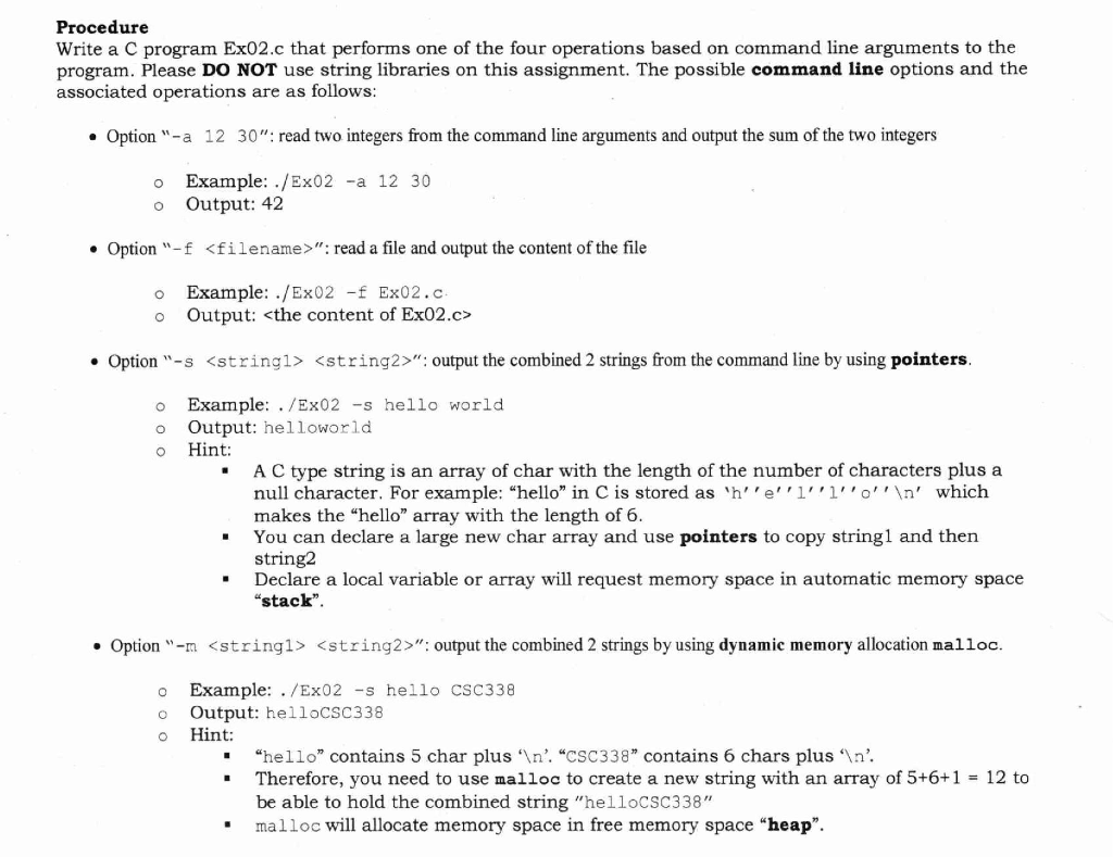 How do I complete this program based on command lines using C?