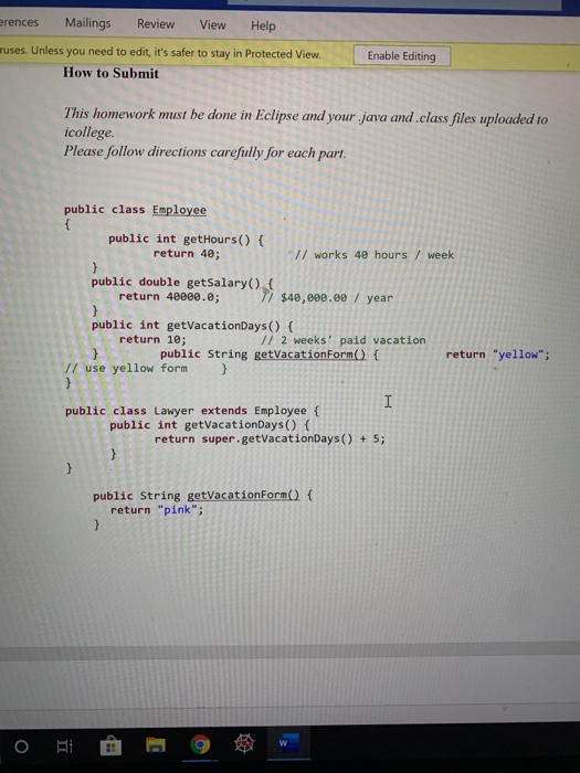  using java, public class employee erences Mailings Review View Help ruses.
